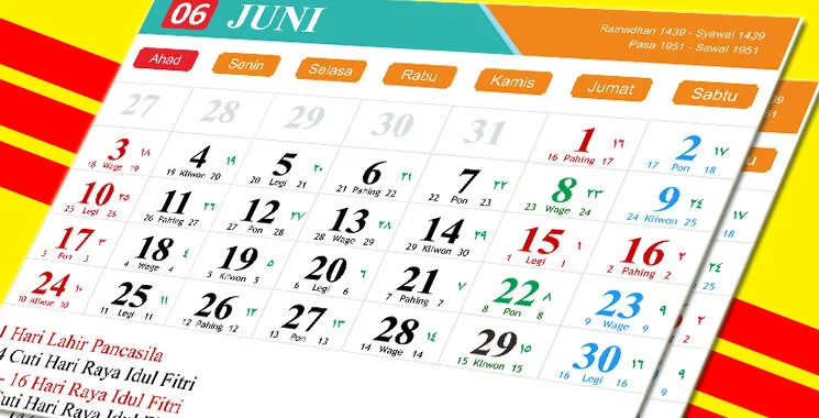 Desain Kalender Tahun 2018 Lengkap Jawa, Hijriyah Dan Indonesia