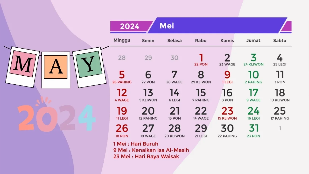 Kalender Mei 2024