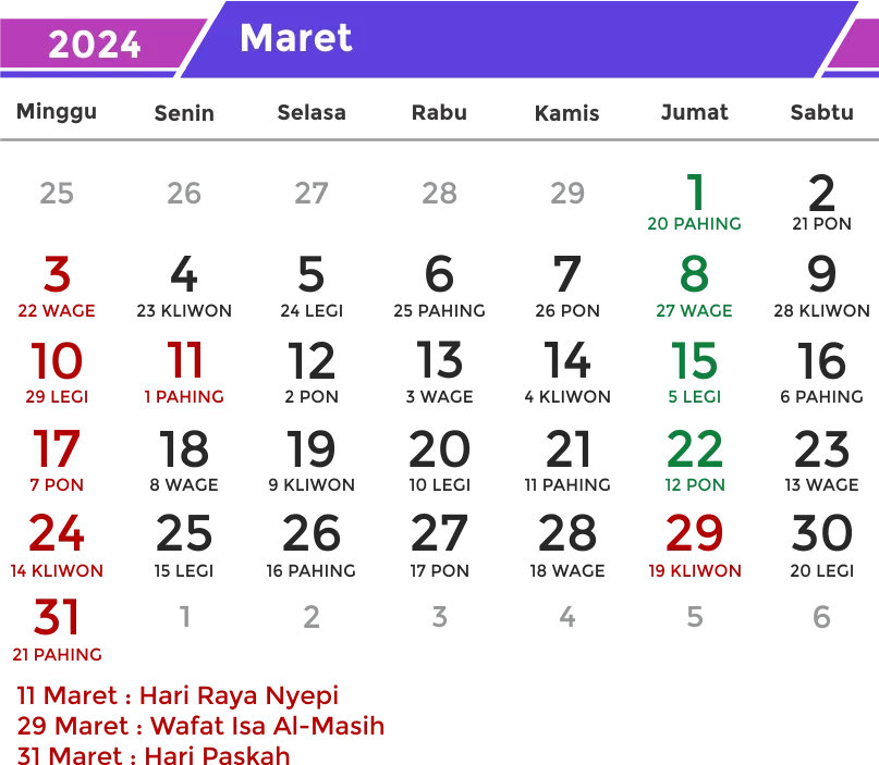 Kalender 2024 PNG Free Download