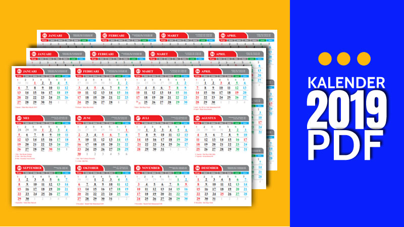 Kalender 2019 PDF Indonesia, Arab, Jawa
